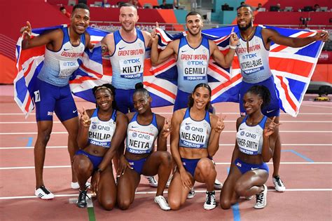 world athletics championships great britain sprint relay teams  silver  usa  jamaica