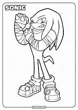 Knuckles Sonic Coloring Echidna Printable sketch template
