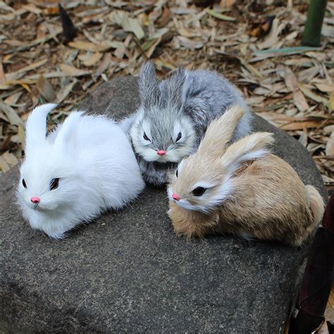 cm mini realistic cute white plush rabbits fur lifelike animal easter