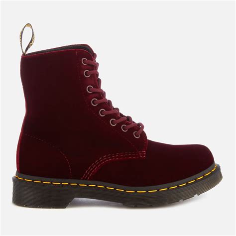 dr martens womens  velvet pascal  eye boots cherry red  uk delivery allsole