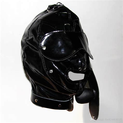 Men Mask Hood Sex Toys Restraints Pvc Leather Sex Sleeve