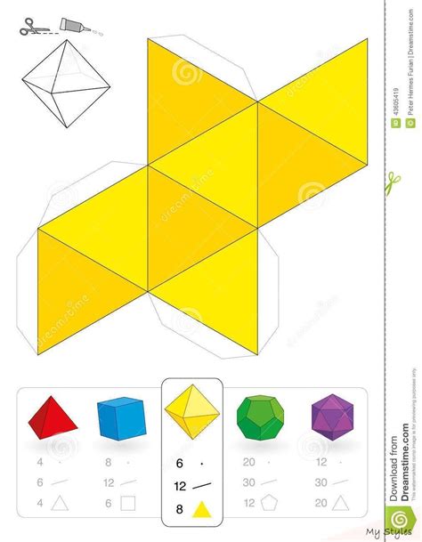 paper model octahedron stock vector illustration  octahedron