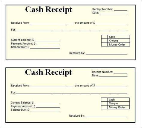 custom receipt book template