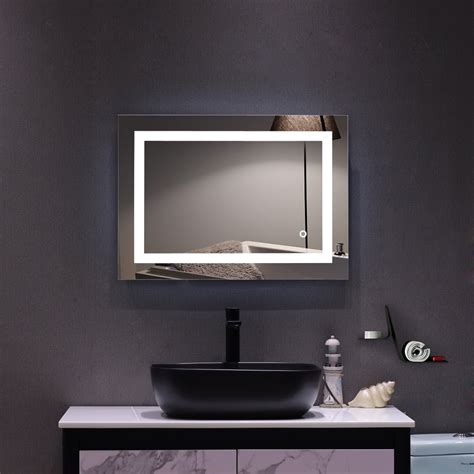 ktaxon   led lighted bathroom mirror silvered wall mounted mirror  touch button