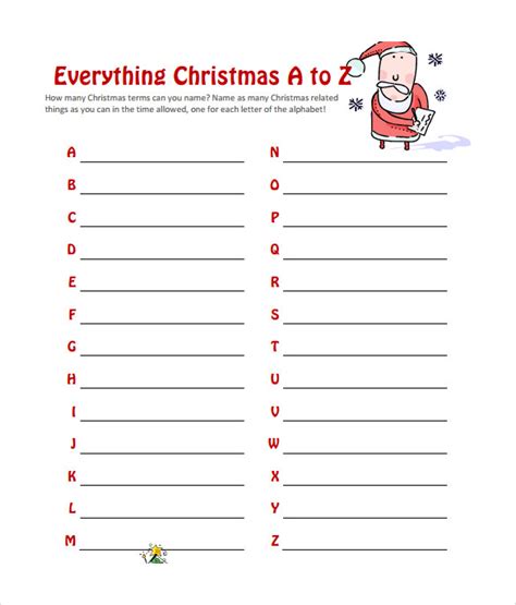 sample christmas game   ms word excel