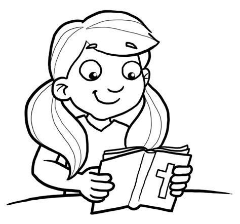 clip art   girl reading  bible easter coloring book bible