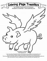 Coloring Flying Pig Pages Kids Pigs Color Fly Tuesday Mario Animal Dulemba sketch template