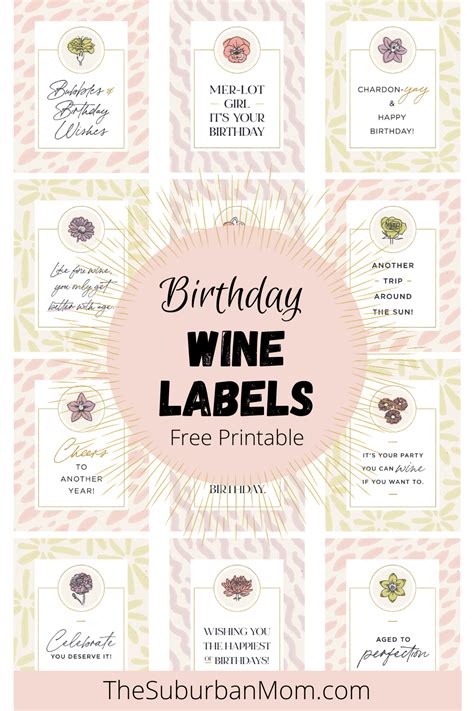 printable  birthday wine labels printable form templates
