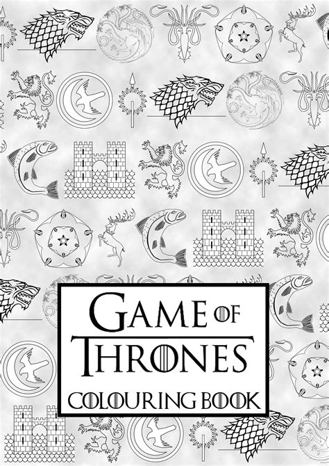 game  thrones coloring book  shown  black  white