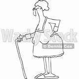 Old Lady Cartoon Vector Illustration Drawing Cane Lineart Standing Getdrawings Djart Holding Royalty Clipart Her Back sketch template