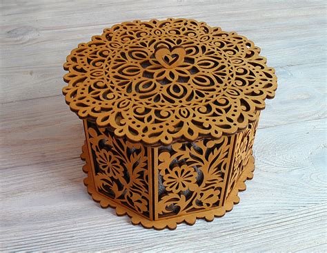 laser cut wooden decorative octagon gift box jewelry