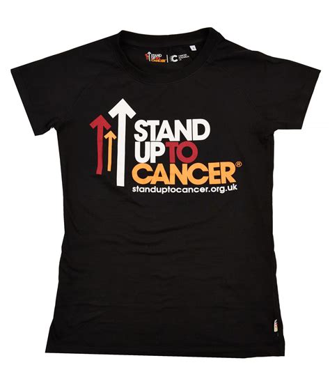 stand up to cancer women s full logo black t shirt cancer research uk