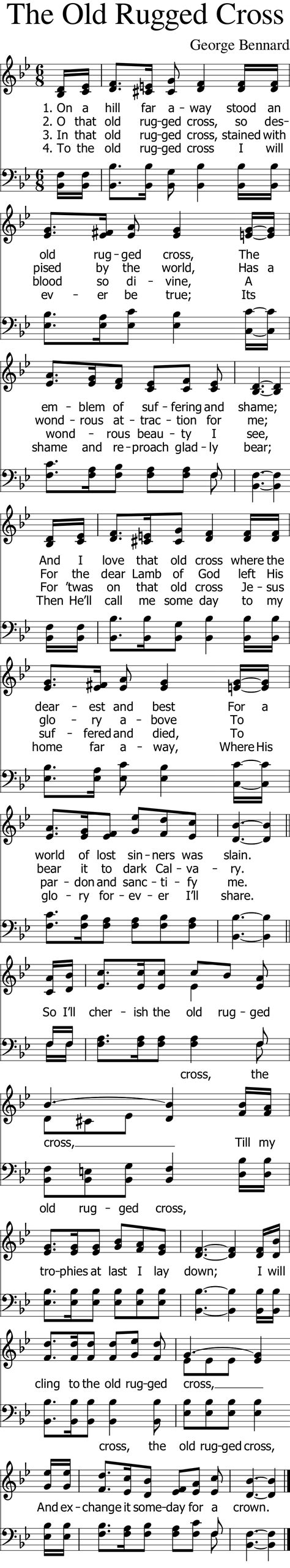rugged cross sheet  mobile hymns