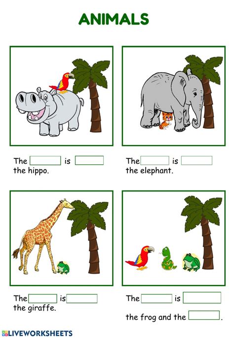 animals  prepositions   worksheet