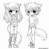 Anime Coloring Pages Twins Cute Printable Color sketch template