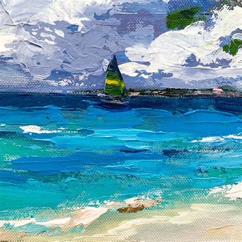 seascape acrylic painting  beach original art ocean etsy