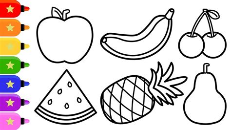 fruits drawing  colouring  kids   draw fruits easy step