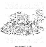 Clutter Businessman Outlined Shoveling Mess Toonaday Vecto Leishman sketch template