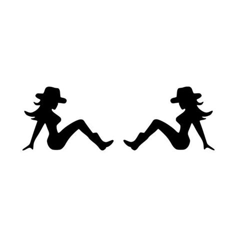 pair mudflap cowgirl vinyl decal stickers trucker girl lady etsy in