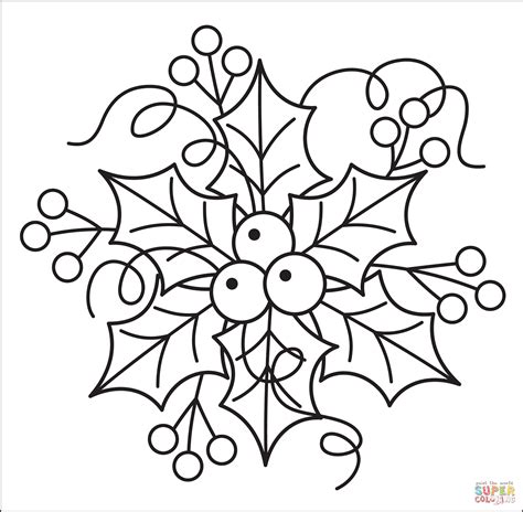 holly coloring page  printable coloring pages