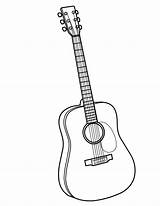 Guitar Acoustic Drawing Coloring Line Pages Printable Simple Getdrawings sketch template