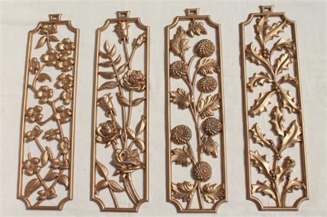 Vintage Sexton Wall Plaques Four Seasons Of Flowers Metal Art Plaque