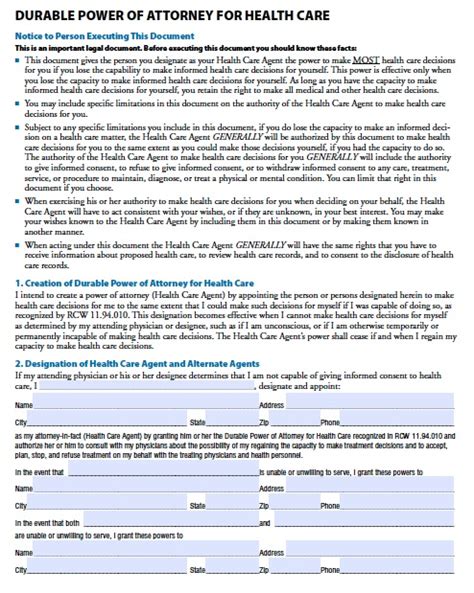 power  attorney form washington state amulette