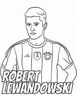 Lewandowski Coloring Football Robert Print Striker Player sketch template