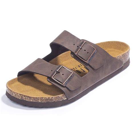 fitory mens sandals arch support   adjustable buckle straps  cork footbed brown