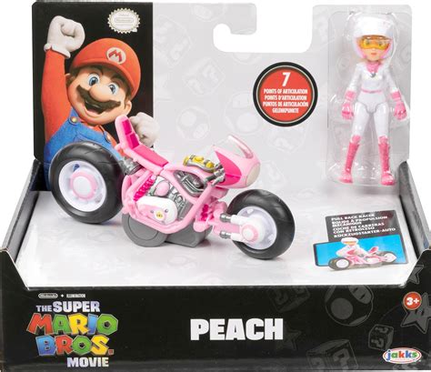 super mario bros movie 2 5 inch princess peach action figure with pull