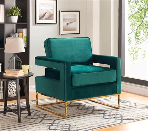 zane modern green velvet accent chair  gold stainless steel base