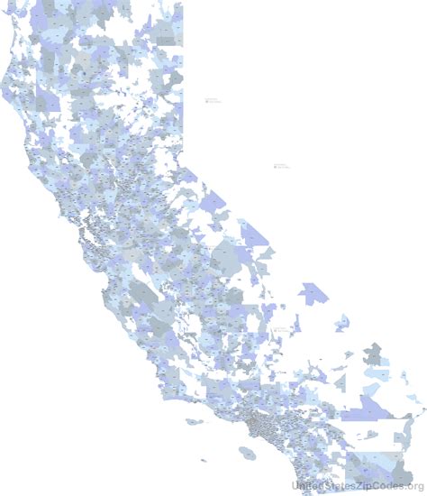 California Map With Zip Codes Free Printable California Zip Map Area