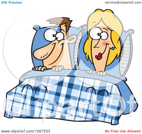Clipart Happy Couple In Bed Royalty Free Vector