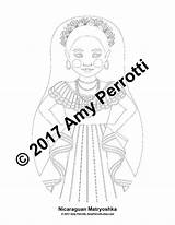 Nicaraguan Matryoshka Coloring Sheet Folk Doll Printable Dress Amyperrotti sketch template
