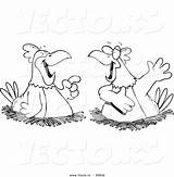 Cartoon Chickens Chatting sketch template