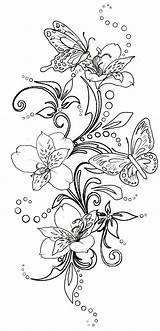 Coloring Tattoo Flowers Butterfly Pages Swirl Flower Butterflies Heart Tattoos Choose Board Swirls Book sketch template