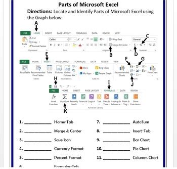 microsoft excel  home insert formulas tab worksheet tpt