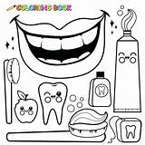 Hygiene Coloring Toothbrush Dental Drawing Toothpaste Vector Personal Pages Brush Set Tooth Color Stroke Getdrawings Stock Cartoon Outline Printable Objects sketch template