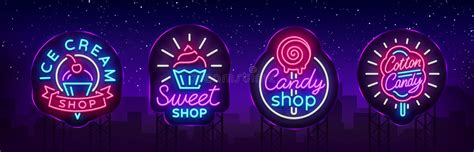 sex shop set of logos in neon style collection of emblems neon effect