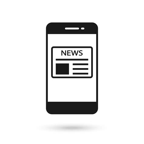 mobile phone flat design icon  newspaper breaking news sign