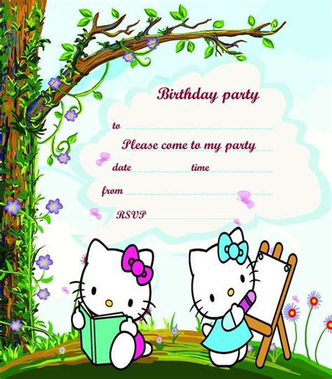 kitty birthday party invitation design template  kitty