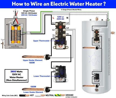wiring diagram  electric water heater thermostat