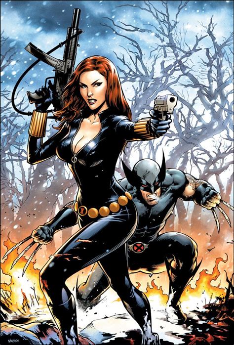 black widow and wolverine by flowcoma marvel pinterest