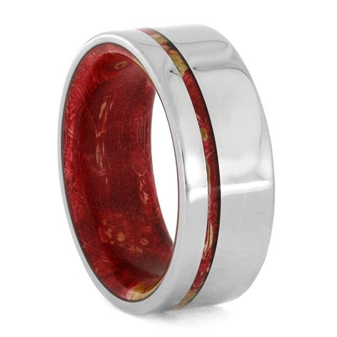 red box elder ring  wooden sleeve  titanium  jewelry  johan
