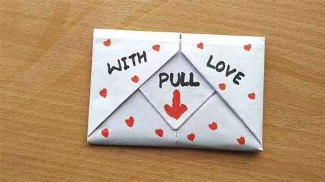 diy pull tab origami envelope card surprise message greeting card letter folding origami