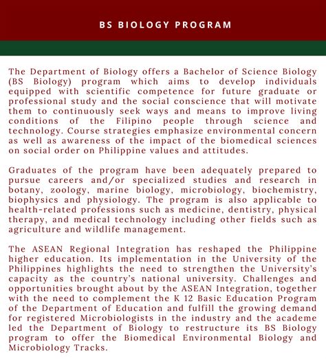 The Bs Biology Program Department Of Biology Up Manila Cas