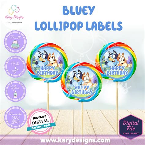 bluey lollipop labels kary designs