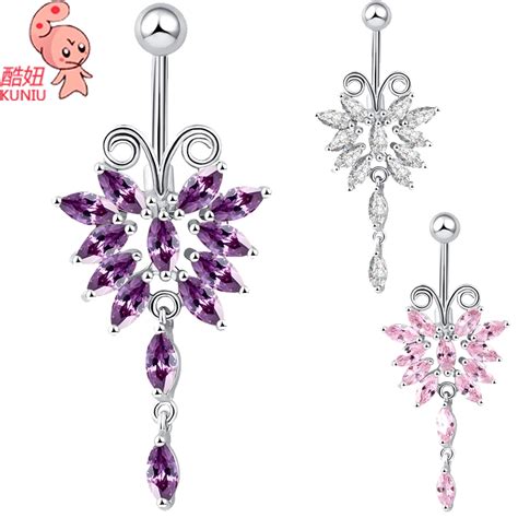 new fashion woman s butterfly belly button rings bar surgical piercing