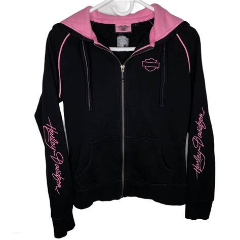 Harley Davidson Jackets And Coats Harleydavidson Black Pink Zip Up