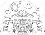 Coloring School Pages Elementary Building Getcolorings Happy sketch template